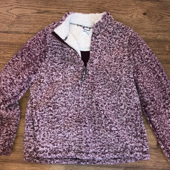 Maroon/white sherpa half zip jacket - Picture 5 of 6
